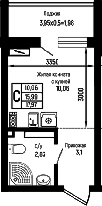 Студия, 15.99 м², 3/18 этаж, ЖК «Ботаника Хиллс»