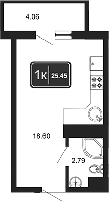 Студия, 21.39 м², 2/8 этаж, ЖК «Гостиничный комплекс Marine Garden 4»