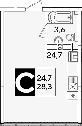 Продается 1-комн. квартира, 28.3 м²