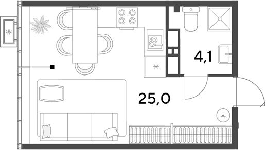 Студия, 29.1 м², 17/18 этаж, ЖК «Парк Победы»