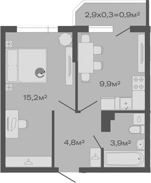 1-комн., 33.8 м², 4/4 этаж, ЖК «Дзенпарк»