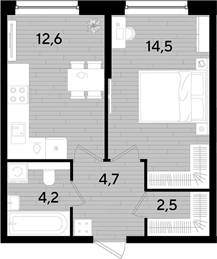Продается 1-комн. квартира, 38.5 м²
