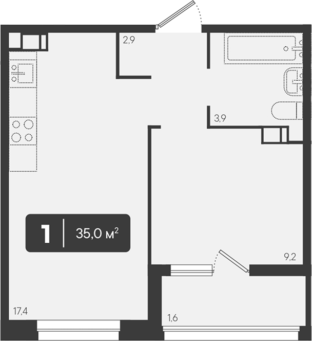 Продается 1-комн. квартира, 33.4 м²