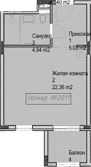 Студия, 32.29 м², 2/6 этаж, ЖК «Гостиничный комплекс Николай 1»