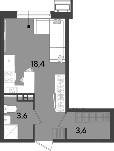 Студия, 25.6 м², 9/9 этаж, ЖК «Парк Победы»