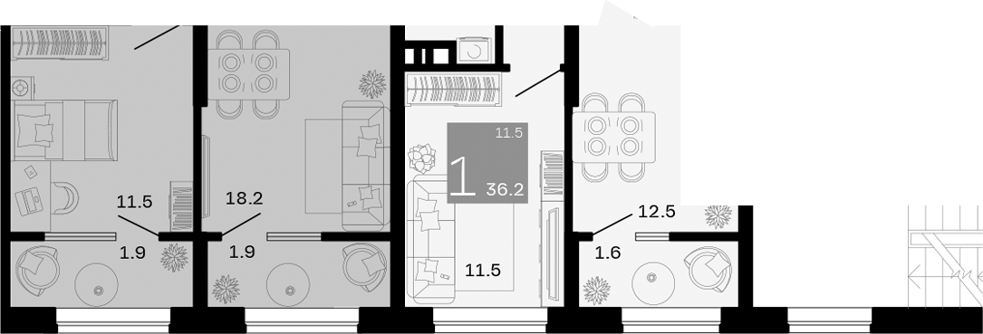 Продается 1-комн. квартира, 34.6 м²