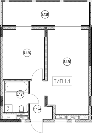 2-комн., 40.7 м², 1/7 этаж, ЖК «ГК Сан Гарден Хотел&СПА»
