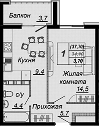 1-комн. Чайные Холмы