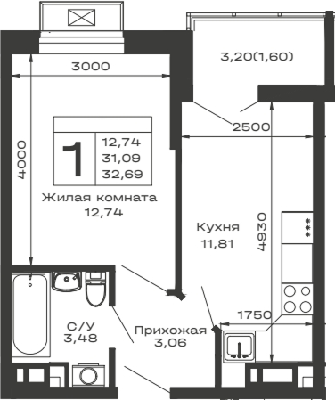 1-комн. Долина