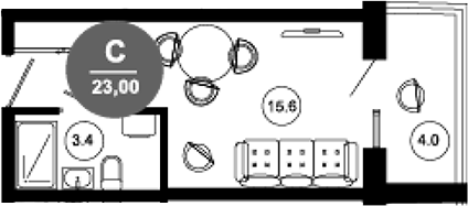 Студия, 19 м², 6/10 этаж, ЖК «Гостиничный комплекс GREENMONT»