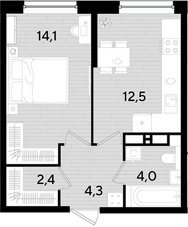 Продается 1-комн. квартира, 37.3 м²