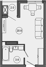 Студия, 24.2 м², 8/10 этаж, ЖК «Гостиничный комплекс GREENMONT»