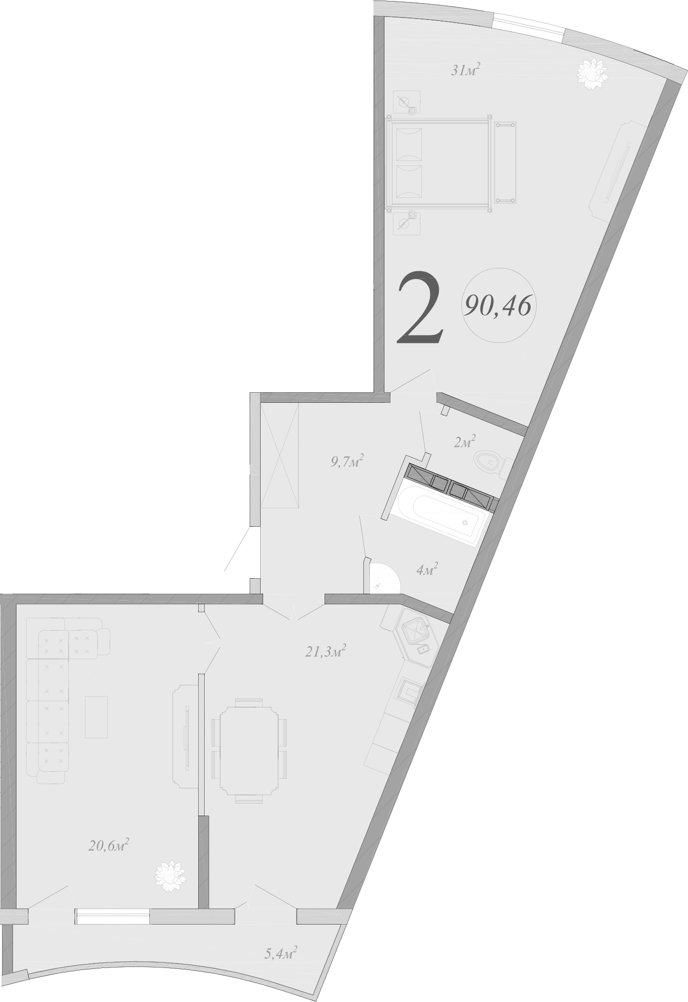 3-комн., 88.6 м², 6/16 этаж, ЖК «Радонеж»