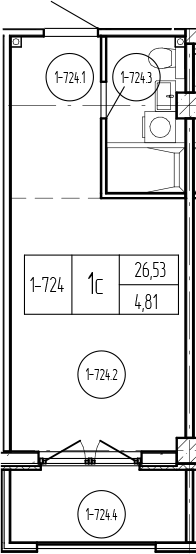 Студия, 26.54 м², 6/9 этаж, ЖК «Лучи»