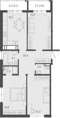 4+ комнаты, 83.3 м², 4/24 этаж, ЖК «Все Свои VIP»