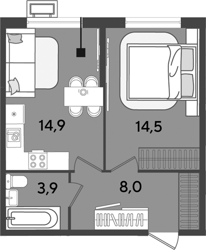 Продается 1-комн. квартира, 41.3 м²