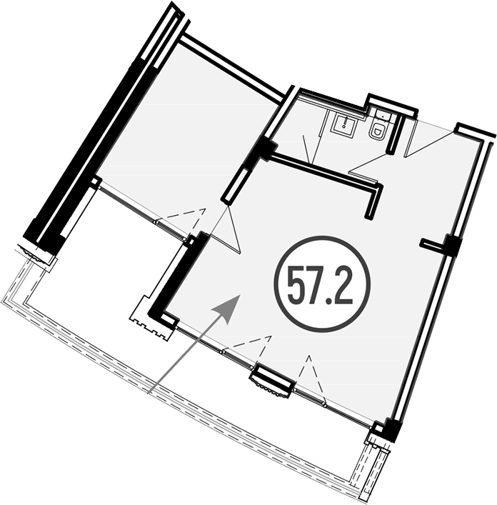 Объект, 57.2 м², 1/4 этаж, ЖК «Гостиничный комплекс GRAND CASCADE»