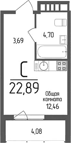 Студия, 20.85 м², 2/9 этаж, ЖК «Кумир»