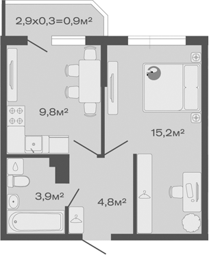 Продается 1-комн. квартира, 33.7 м²