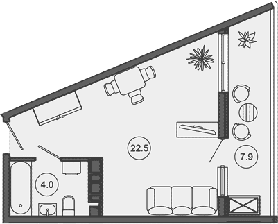 Студия, 26.5 м², 8/10 этаж, ЖК «Гостиничный комплекс GREENMONT»