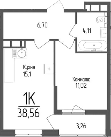 Продается 1-комн. квартира, 36.93 м²