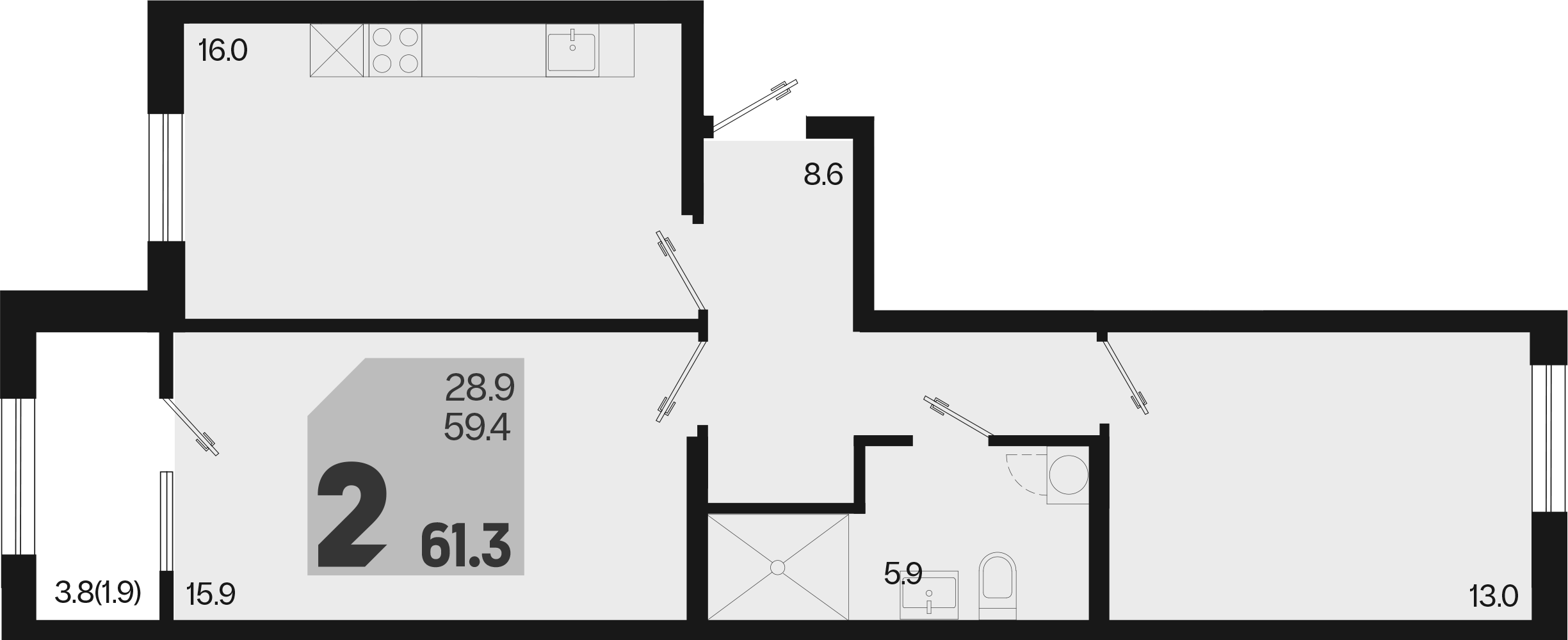 Продается 3-комн. квартира, 59.4 м²