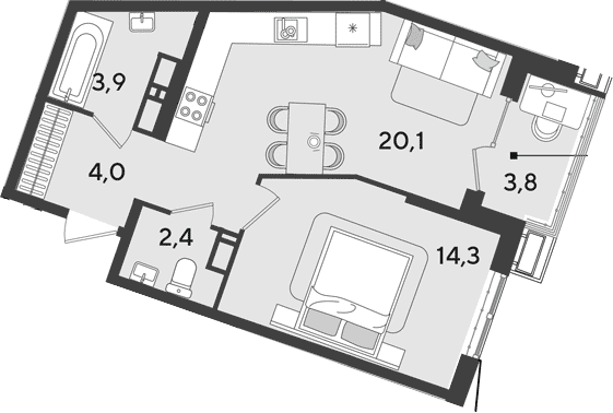 Продается 2-комн. квартира, 44.7 м²
