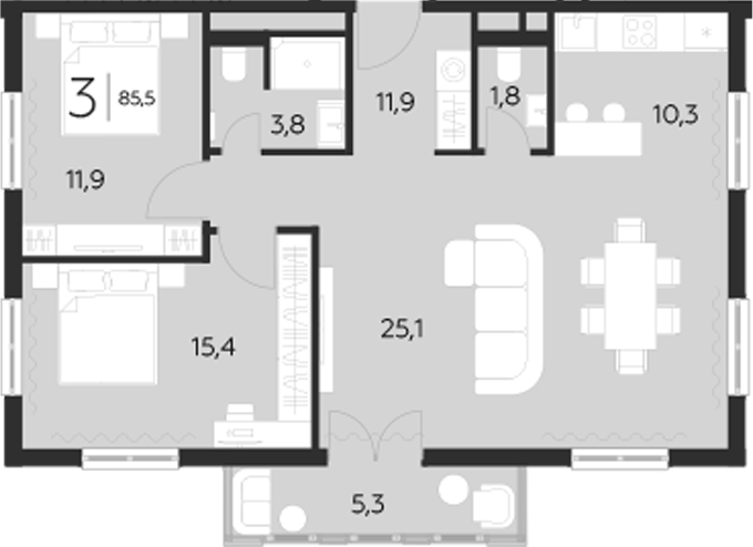 2-комн. LeePrime Residences Polyana Sochi