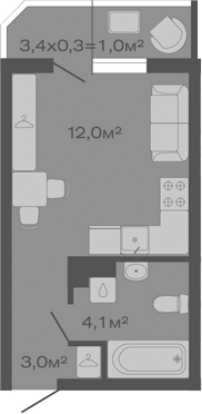 Продается 1-комн. квартира, 19.1 м²