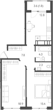 2-комн., 61.5 м², 19/24 этаж, ЖК «Все Свои VIP»