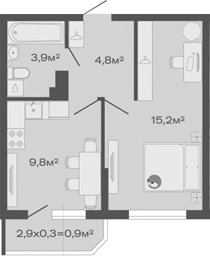 Продается 1-комн. квартира, 33.7 м²