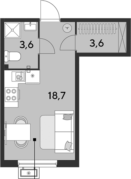 Продается 1-комн. квартира, 25.9 м²