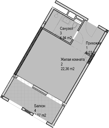 Студия, 32.3 м², 4/6 этаж, ЖК «Гостиничный комплекс Николай 1»