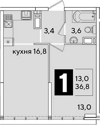 Продается 2-комн. квартира, 36.8 м²
