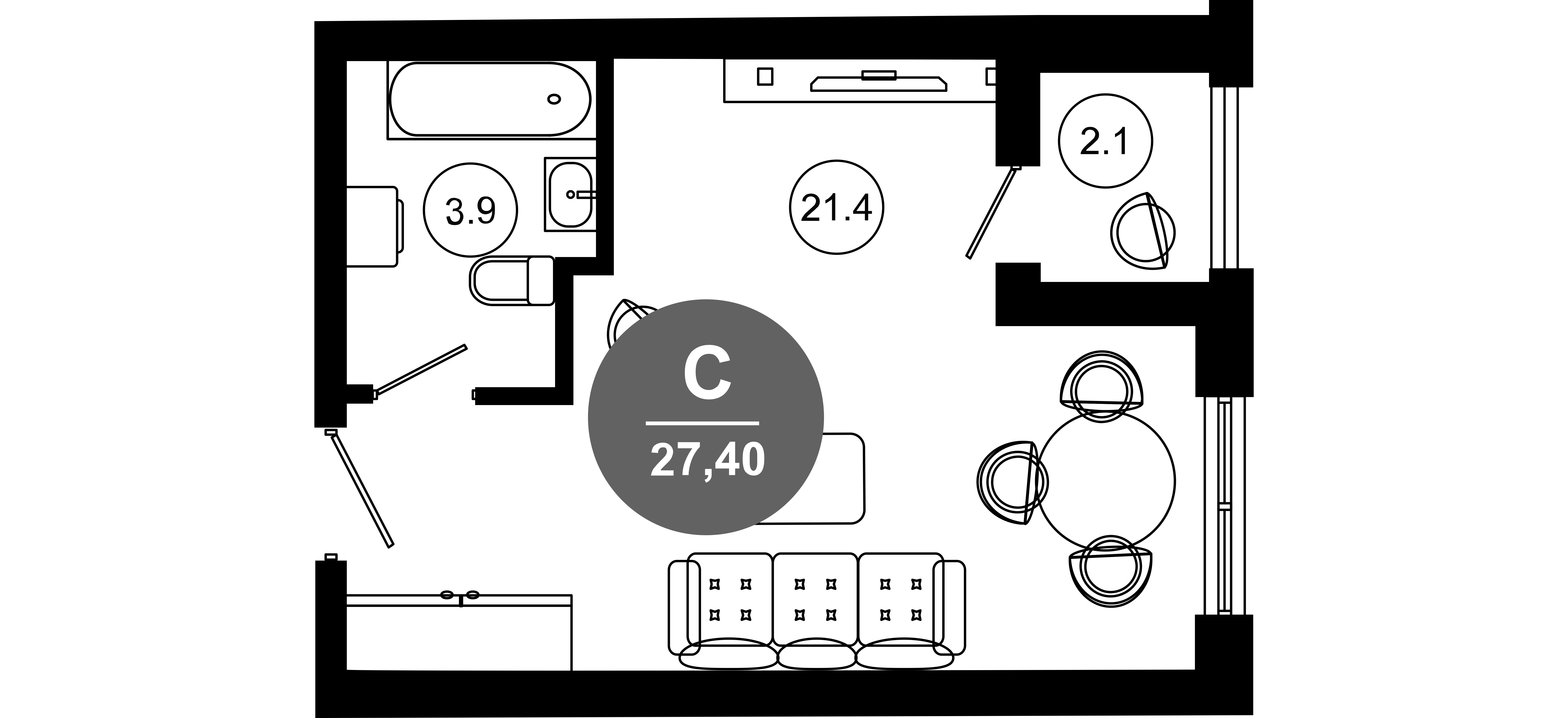 Студия, 25.3 м², 3/10 этаж, ЖК «Гостиничный комплекс GREENMONT»