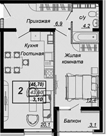 1-комн. Чайные Холмы