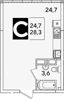 Студия, 28.3 м², 16/16 этаж, ЖК «Самолет»