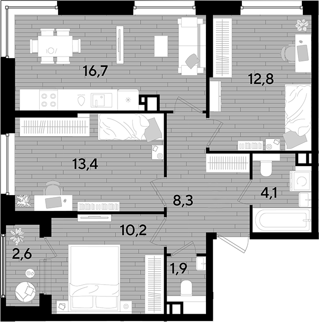 Продается 3-комн. квартира, 67.4 м²
