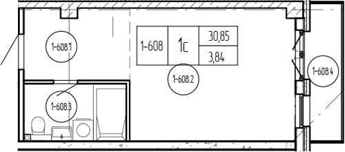 Студия, 32.96 м², 5/9 этаж, ЖК «Лучи»