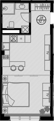 Студия, 32.5 м², 7/7 этаж, ЖК «Оливия»