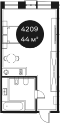 Объект, 43.59 м², 4/4 этаж, ЖК «Резиденция Волна»