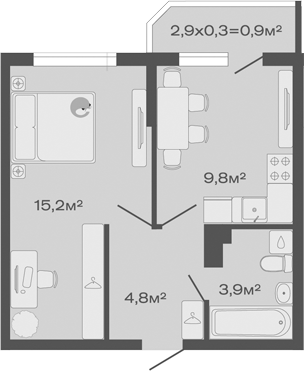 Продается 1-комн. квартира, 33.7 м²