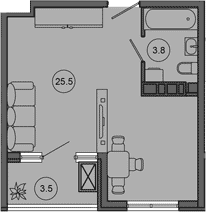 Студия, 29.3 м², 10/10 этаж, ЖК «Гостиничный комплекс GREENMONT»