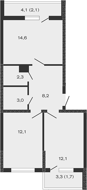 2-комн., 52.3 м², 4/4 этаж, ЖК «Дзенпарк»