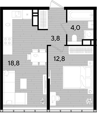 Продается 1-комн. квартира, 39.4 м²
