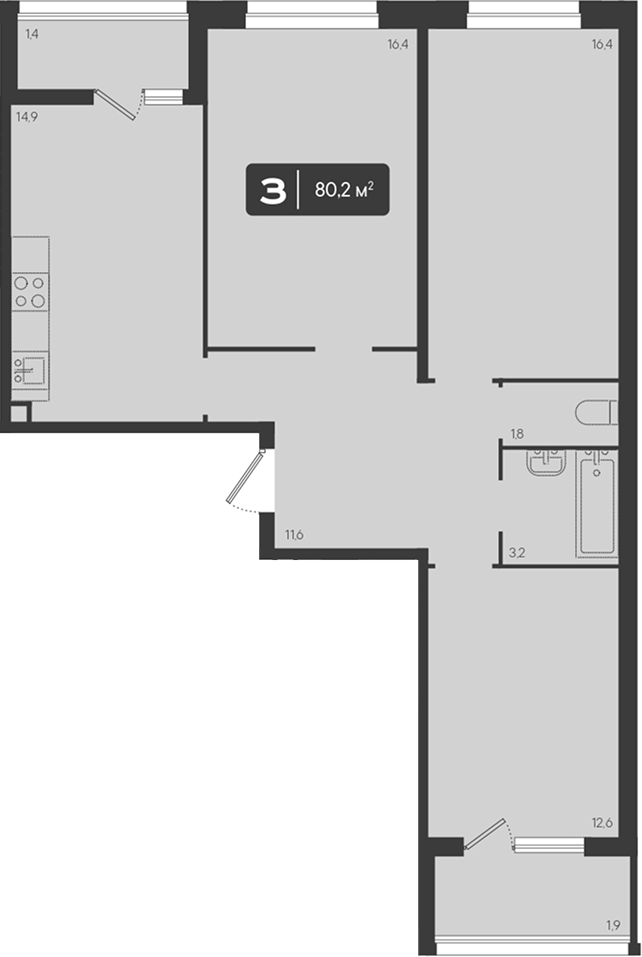 Продается 3-комн. квартира, 76.9 м²