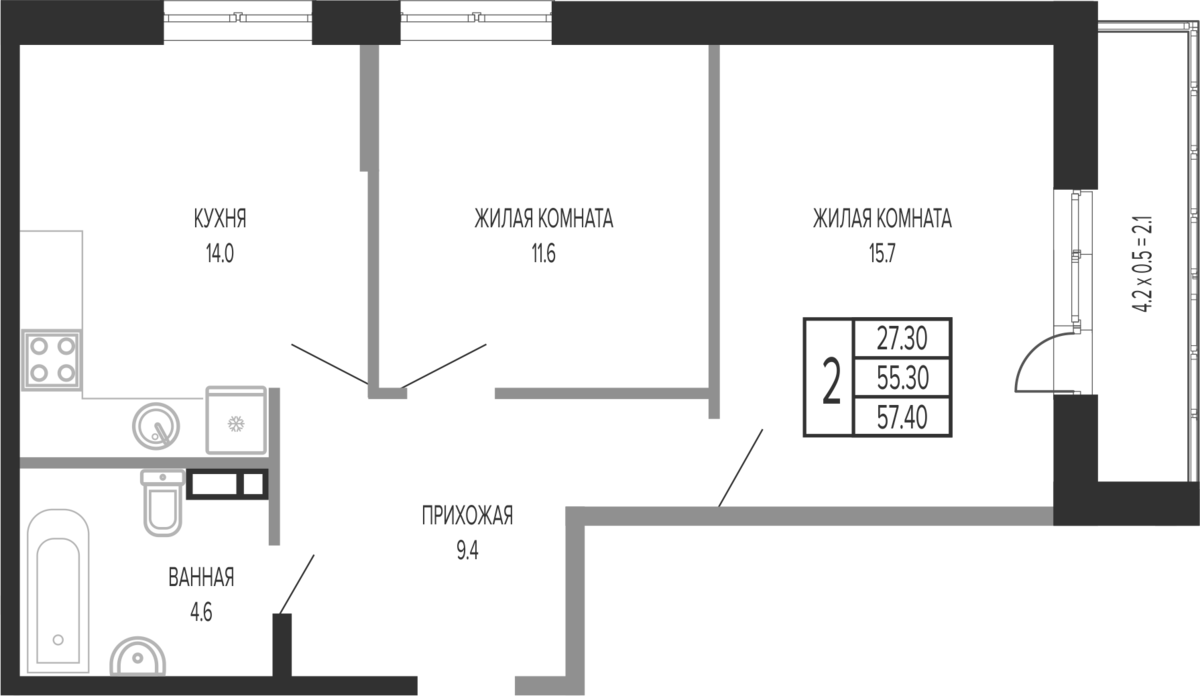 2-комн. Екатерининский парк