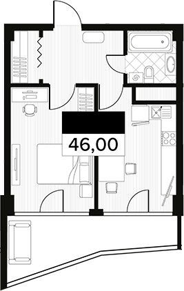Объект, 46 м², 4/14 этаж, ЖК «Горизонт. AVA Сочи»