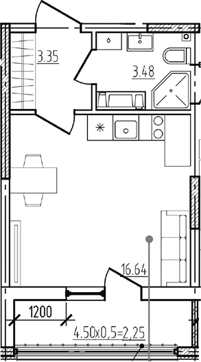 Продается 1-комн. квартира, 23.47 м²