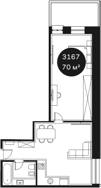 Объект, 69.77 м², 3/4 этаж, ЖК «Резиденция Волна»